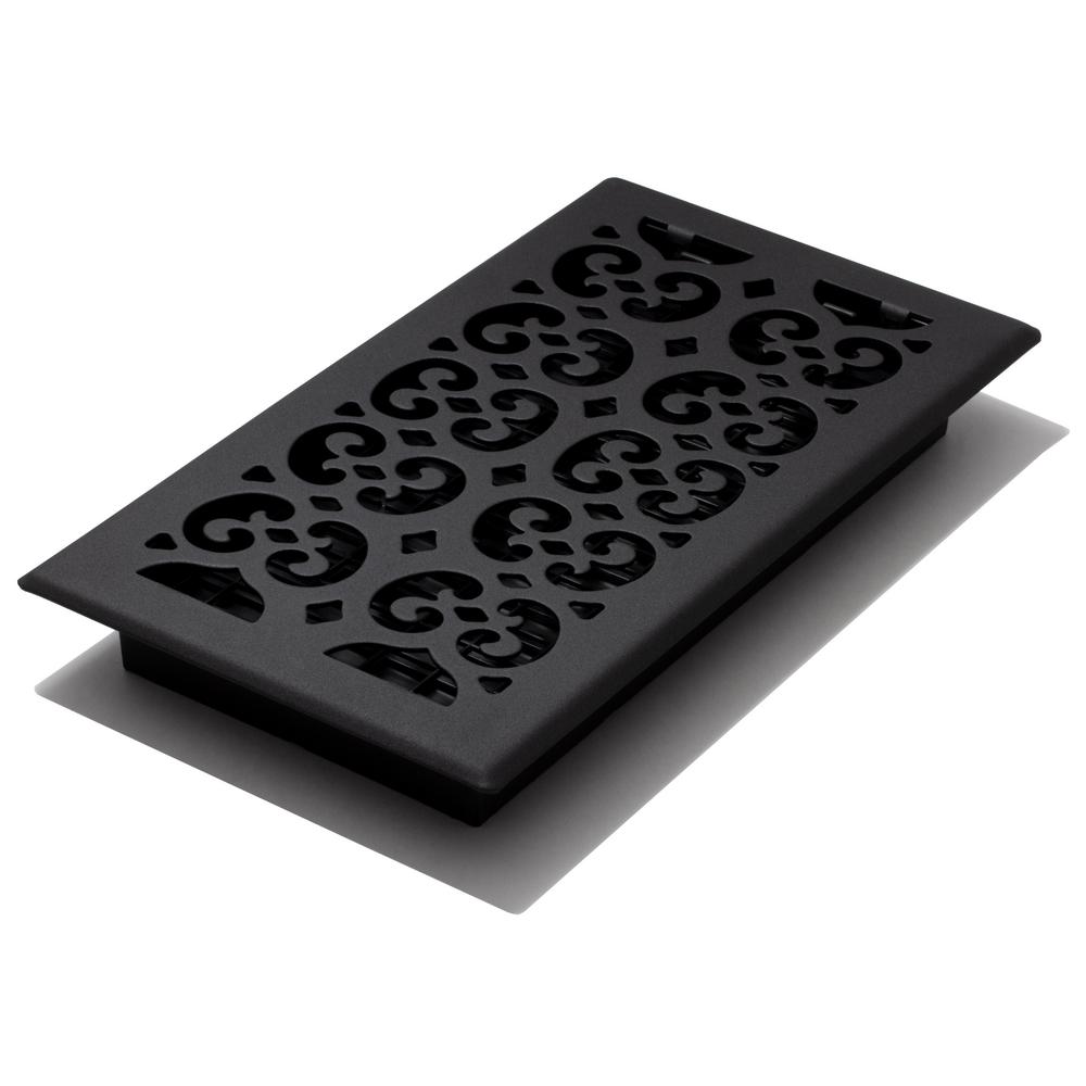 Decor Grates 6x12 Scroll Text Black Floor RegisterSTH612