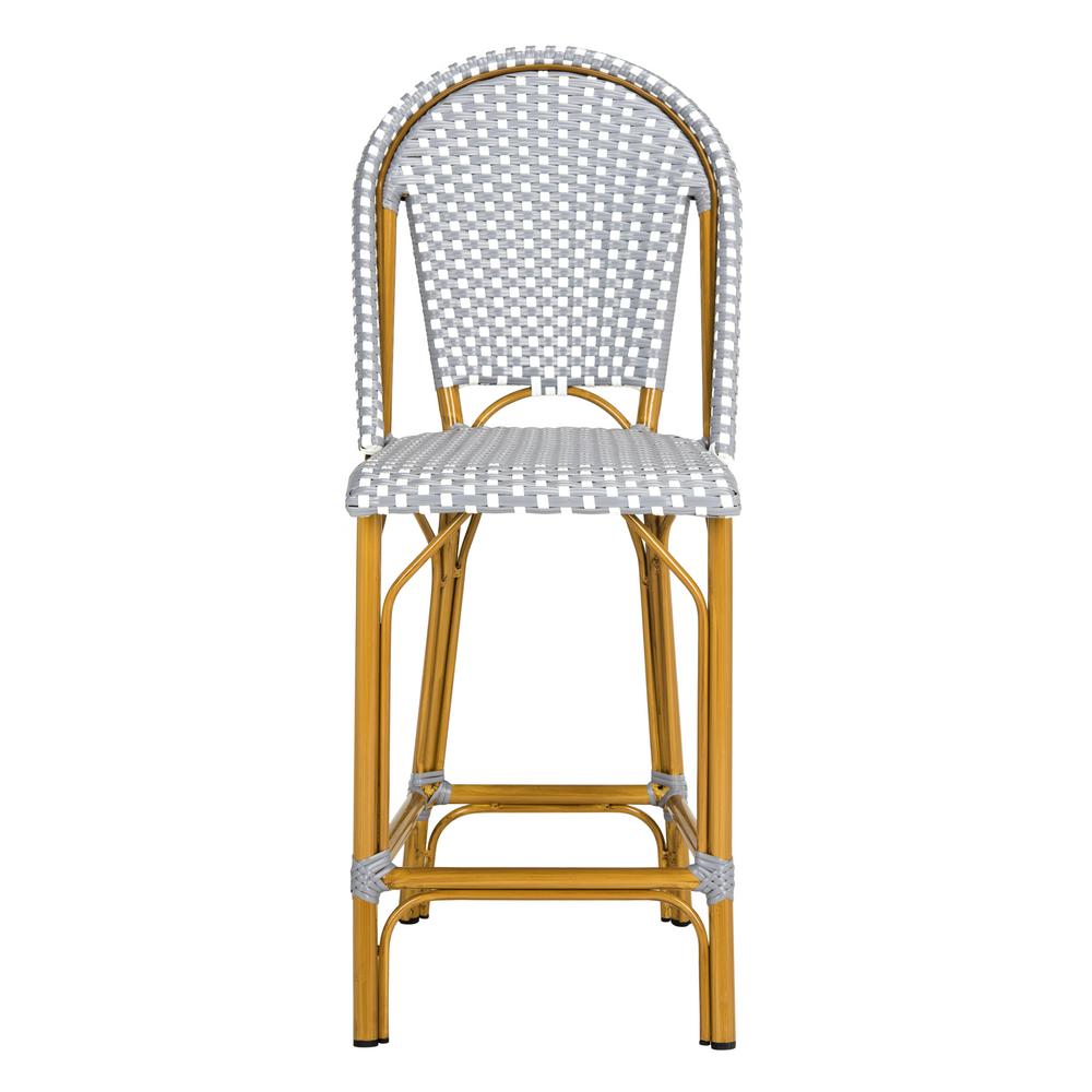 Safavieh Gresley Grey and White Wicker Outdoor Bar Stool-PAT4019B - The