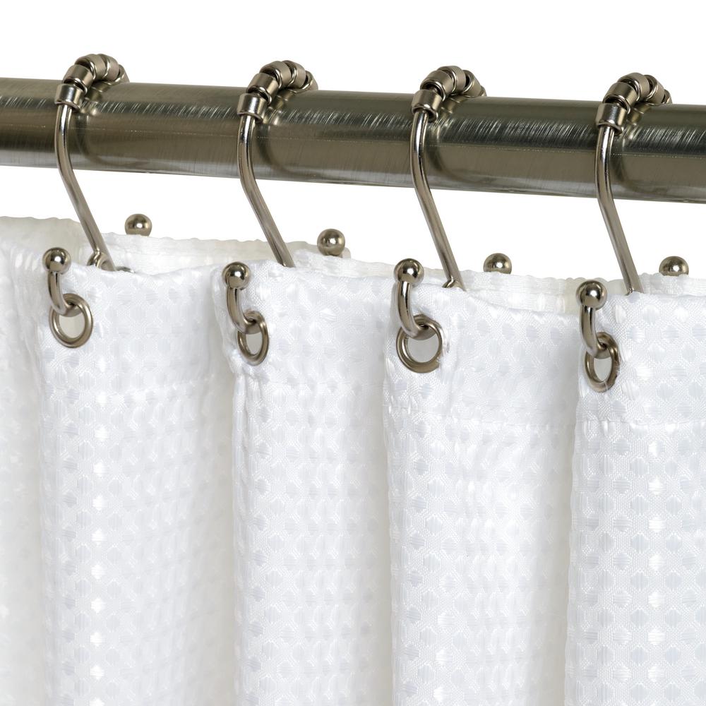 Zenna Home Neverrust Aluminum Double Roller Shower Hooks In Nickel 12 Pack Ss08albn The Home Depot