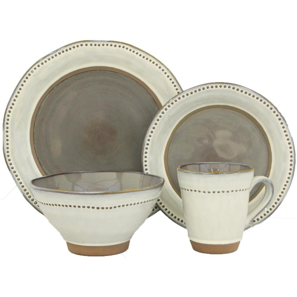 Modern Sango The Home Depot 16 Piece Ruvo Gray Dinnerware Set