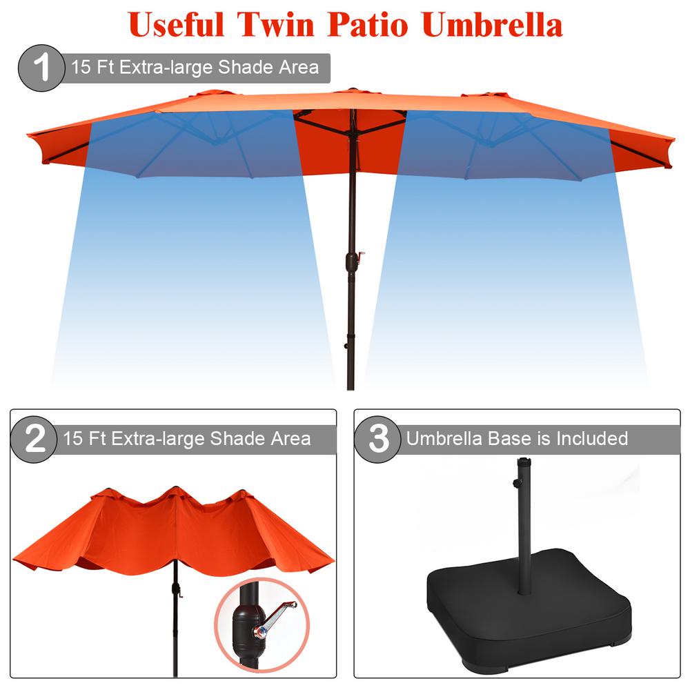 Patio Lawn Garden Umbrellas Polyester Fabric Superjare 14 Ft Outdoor Patio Umbrella With 1 89 Inches Pole Caliber Extra Large Double Sided Design With Crank Beige