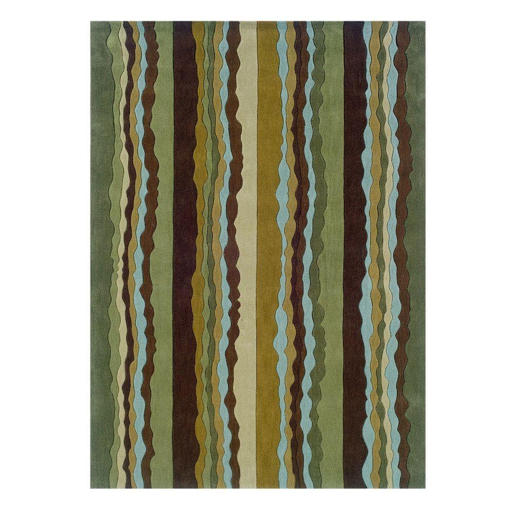 Linon Home Decor Trio Collection Green and Spa Blue 1 ft. 10 in. x 2 ft