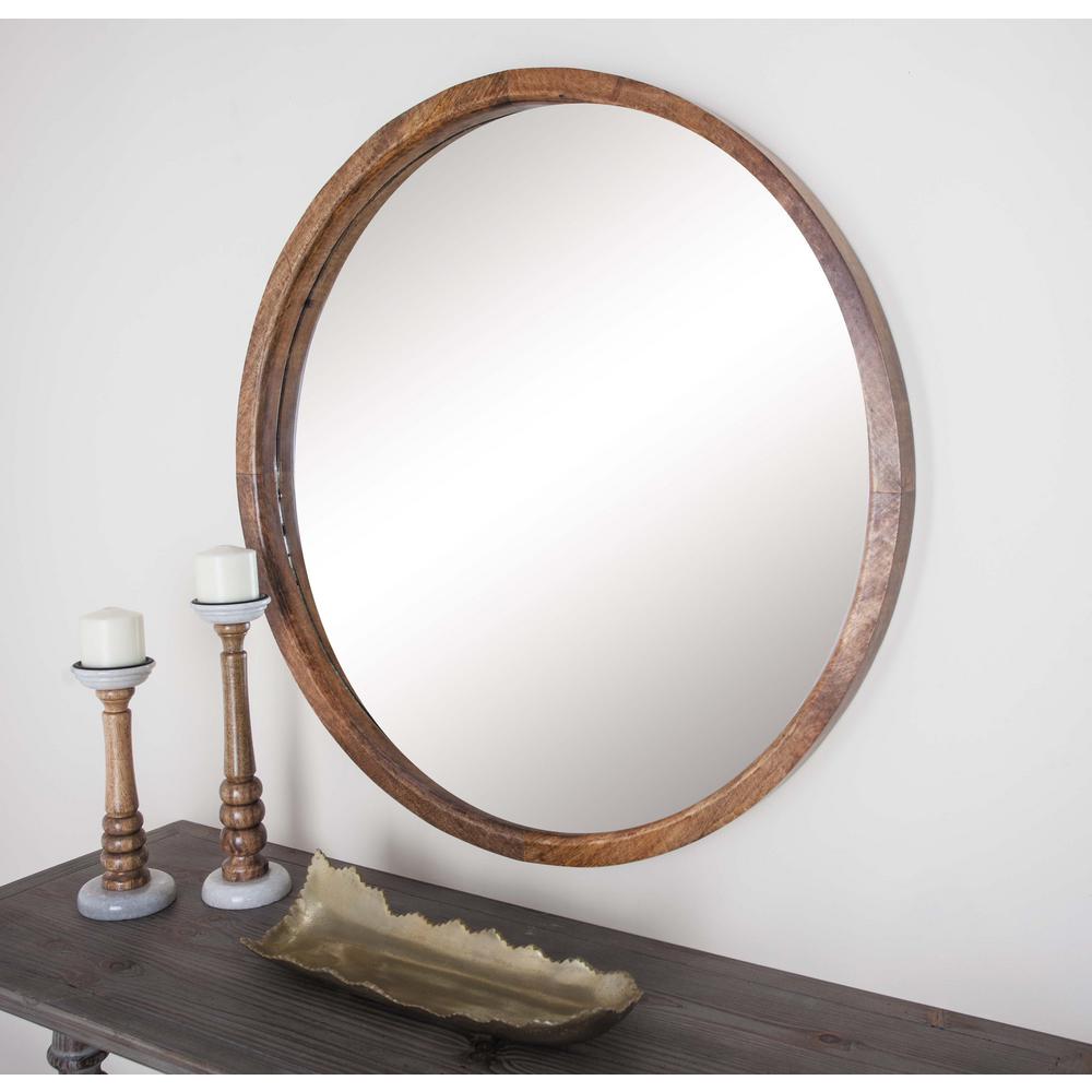 36 in. Round Brown Framed Wall Mirror77129 The Home Depot