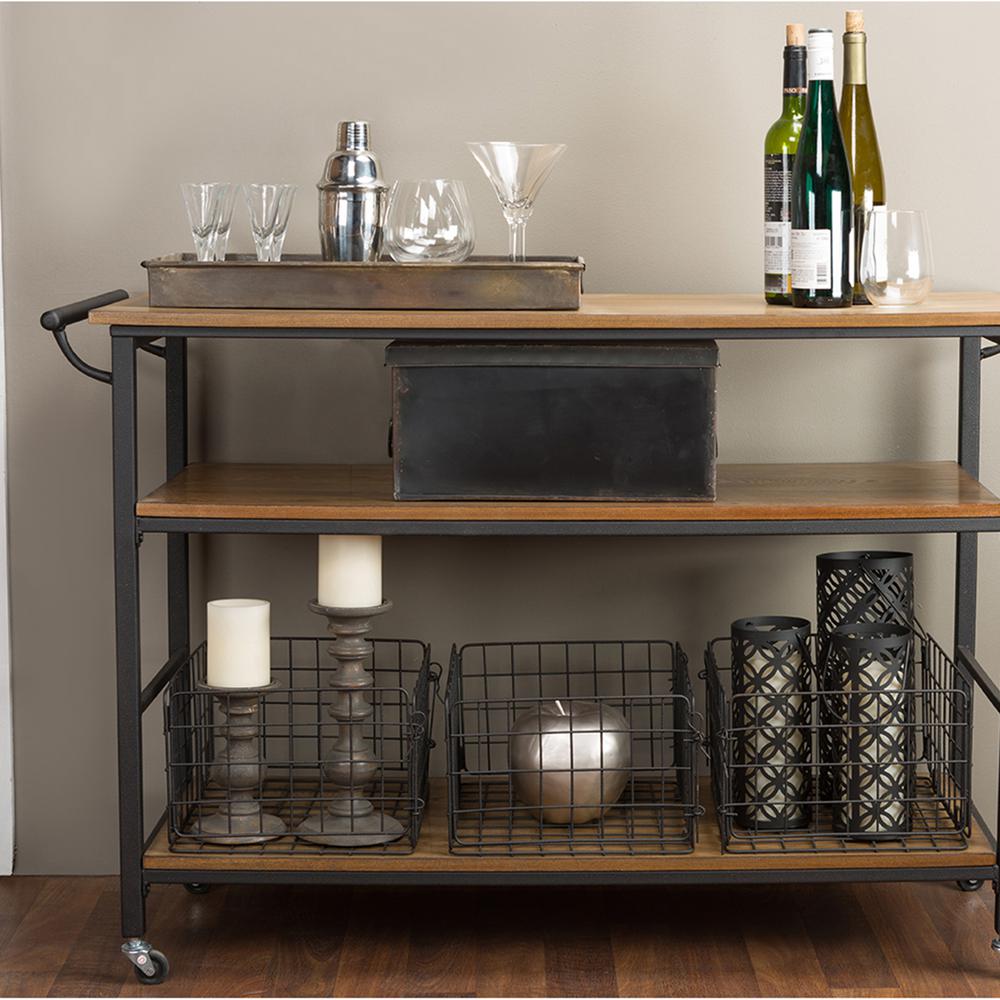 Baxton Studio Lancashire Medium Brown Kitchen Cart 28862 5491 Hd