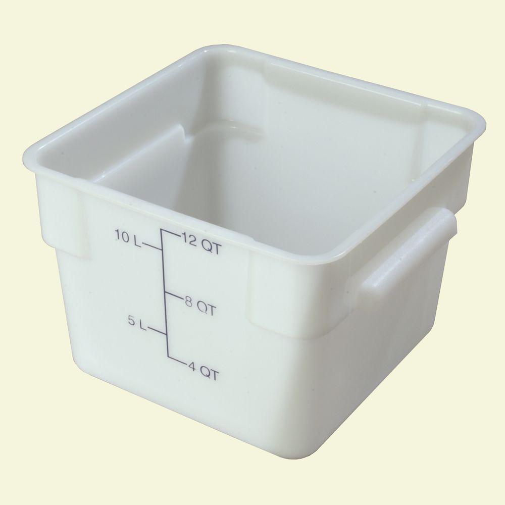 12 Qt Polyethylene Square Food Storage Container In White Case Of 6