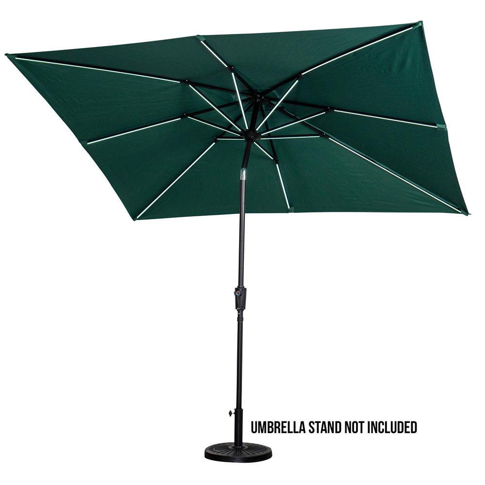 Sunray 9 Ft X 7 Ft Market Rectangular Next Gen Solar Lighted Patio Umbrella In Hunter Green 841054 The Home Depot