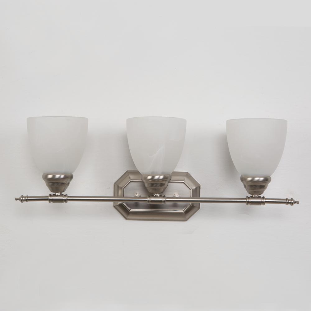 Yosemite Home Decor Vanity Lighting Series 3 Light Brushed Nickel Yosemite Home Decor Vanity Lighting Series 3 Light Brushed Nickel Bathroom With White