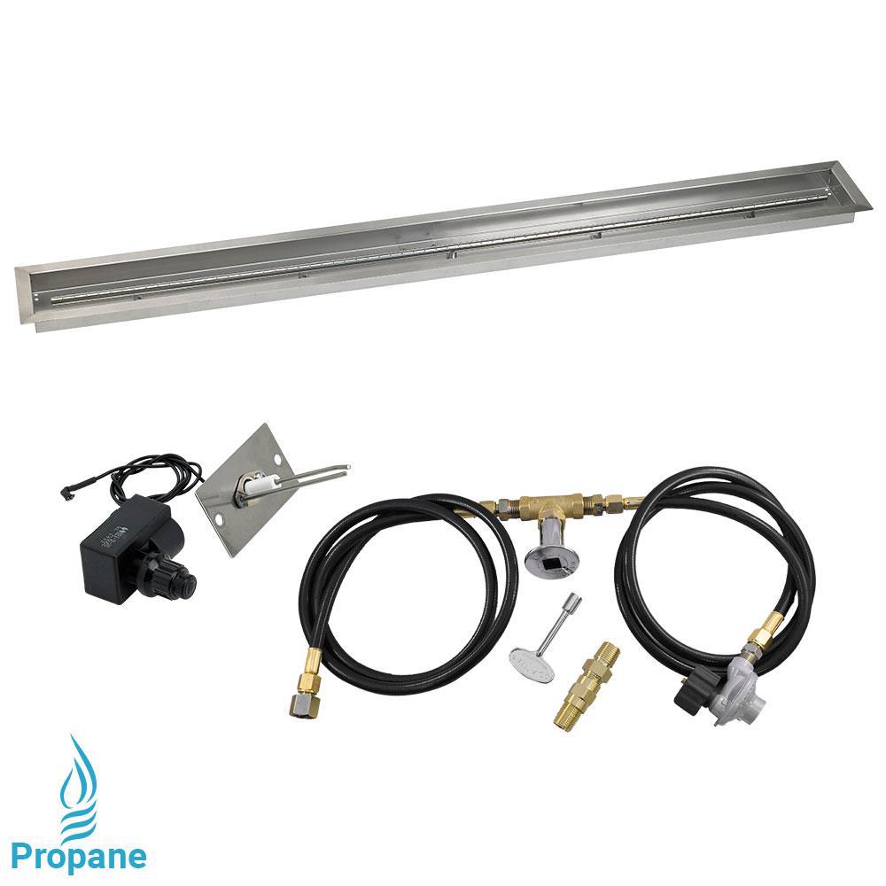 American Fire Glass 72 In X 6 Linear Stainless Steel Drop Linear Stainless Steel Drop In Fire Pit Pan With Spark Ignition Kit Propane