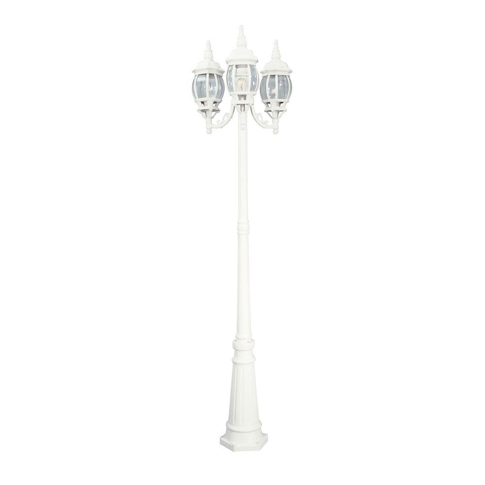 White Post Lighting Outdoor The Home Depot Riviera 3 Light White Outdoor Incandescent Post Lantern