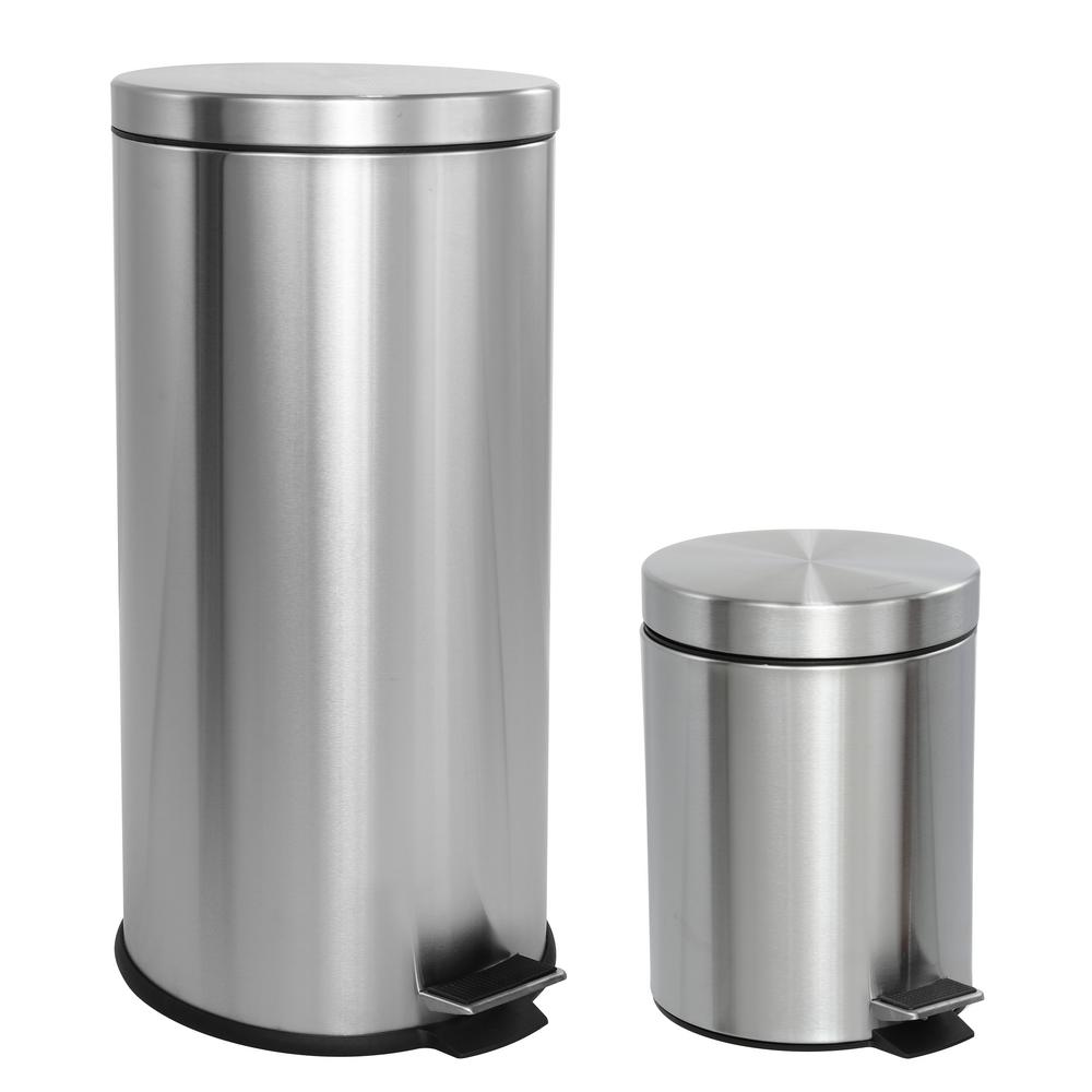 simplehuman 4.5Liter FingerprintProof Brushed Stainless Steel Round StepOn Trash CanCW1852