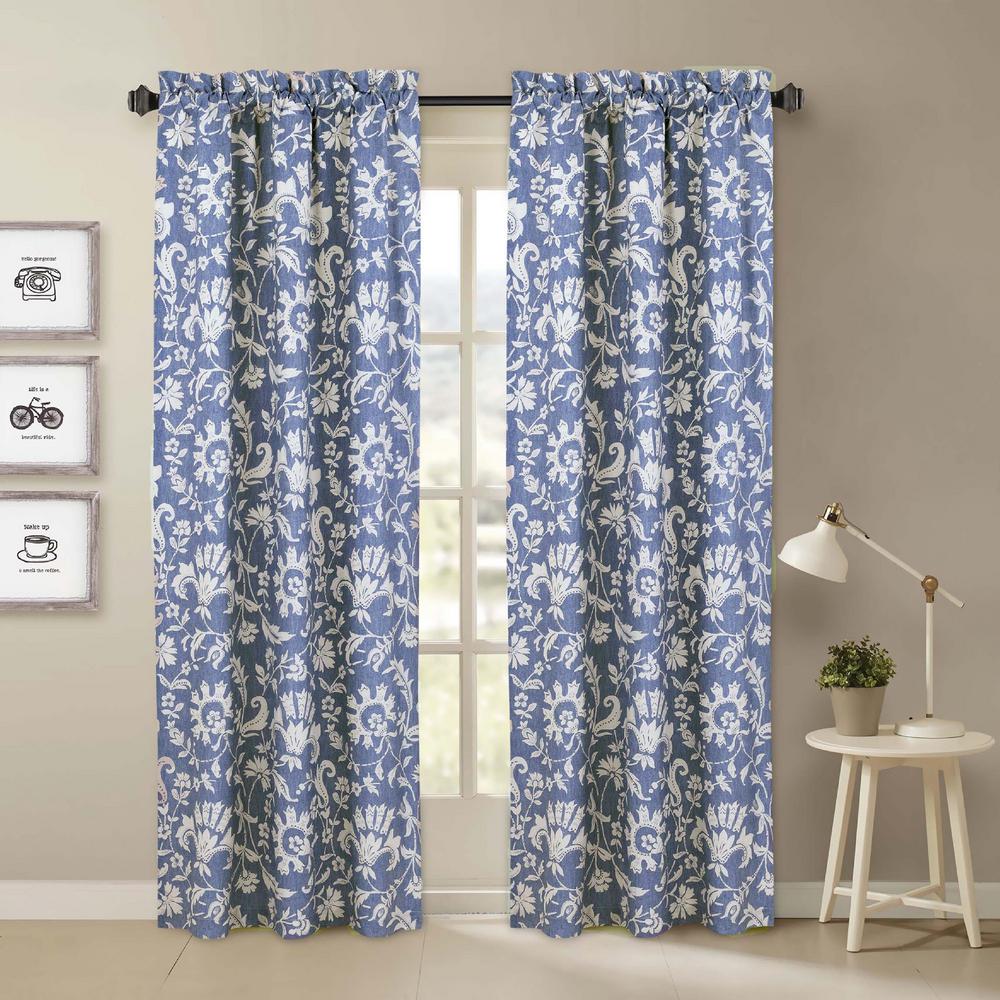 Nouvelle Home Porcelain Blue And White Window Pair Panels 84 In