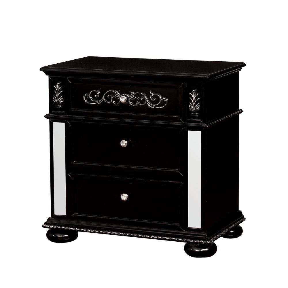 Furniture Of America Gina 2 Drawer Black Nightstand Idf 7194bk N