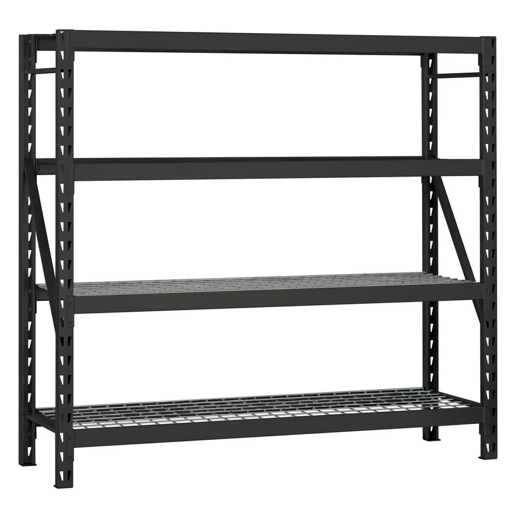 77 in. W x 78 in. H x 24 in. D 4-Shelf Welded Steel Garage Storage Shelving Unit with Wire Deck in Black