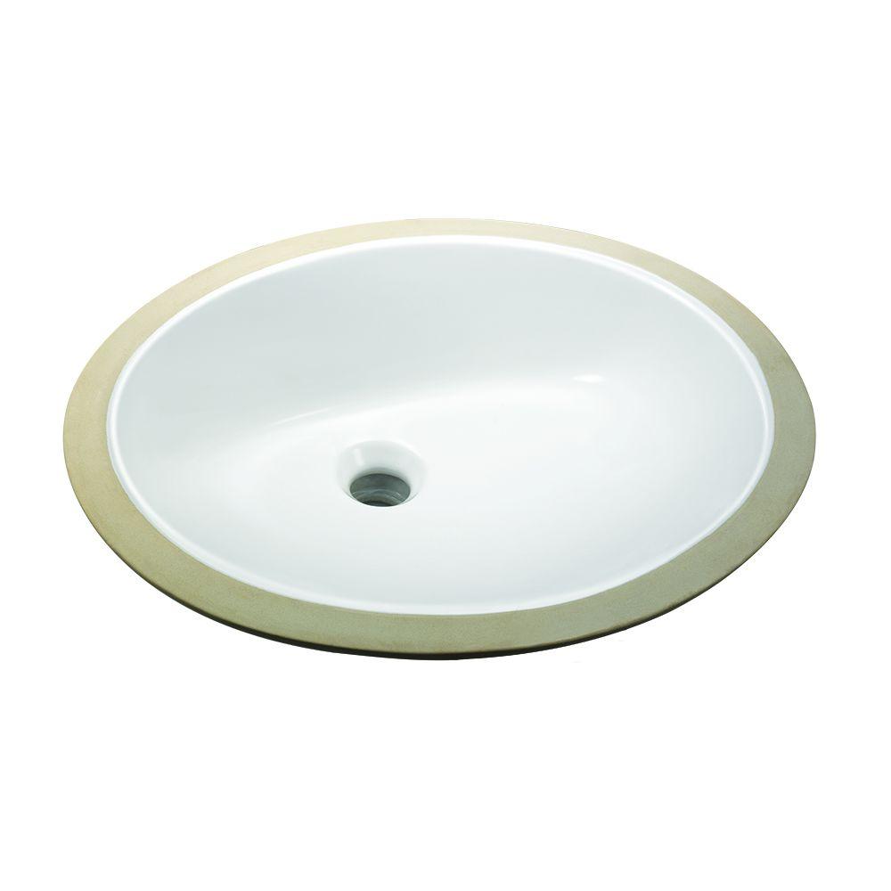 Oval Undermounted Bathroom Sink In White