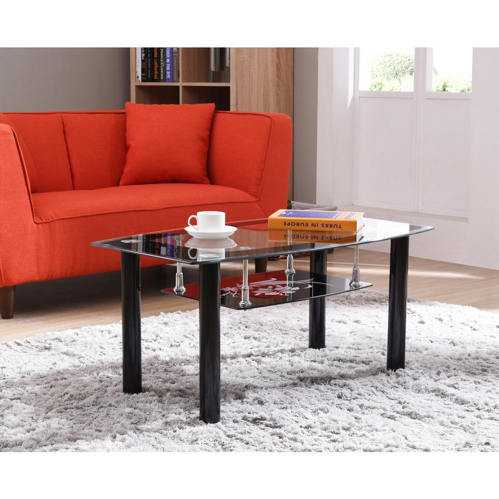 Black Hodedah Two Tier Rectangle Tempered Glass Coffee Table Furniture Coffee Tables Eudirect78 Eu