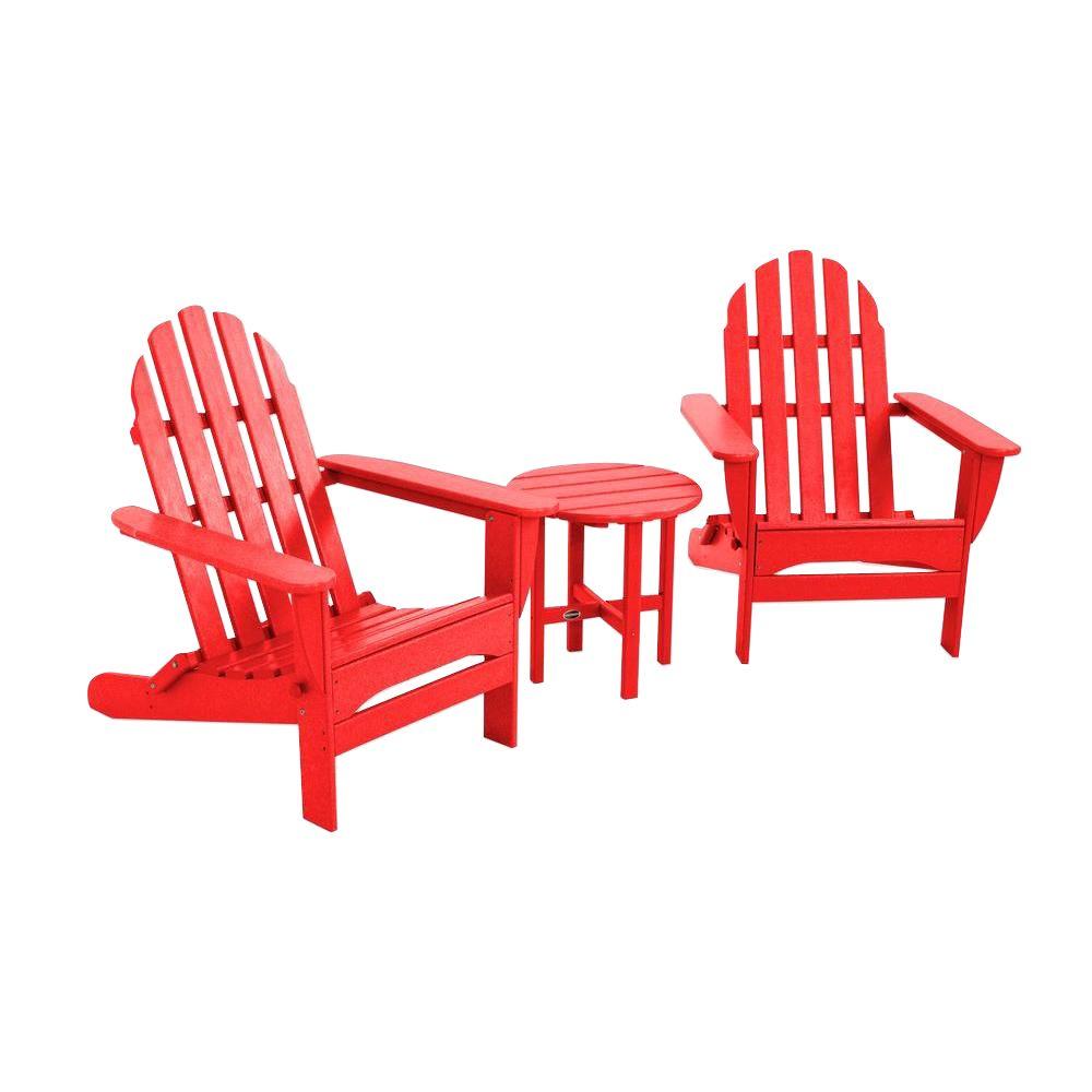 POLYWOOD Classic Folding Sunset Red 3Piece Adirondack Patio Seating SetPWS2141SR The Home