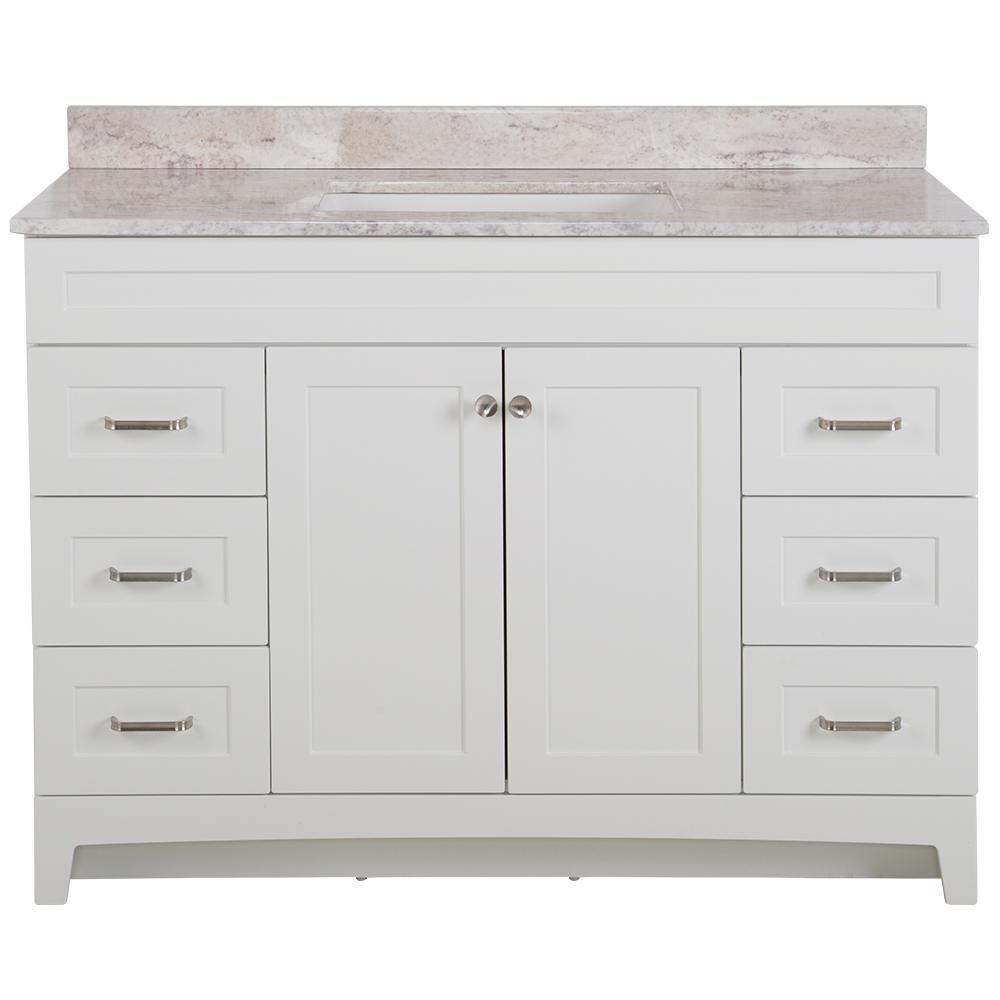 Home Decorators Collection Thornbriar 49 In W X 39 In H Bathroom Vanity In White With Stone Effects Vanity Top In Winter Mist With White Sink Tb48p2v6 Wh The Home Depot