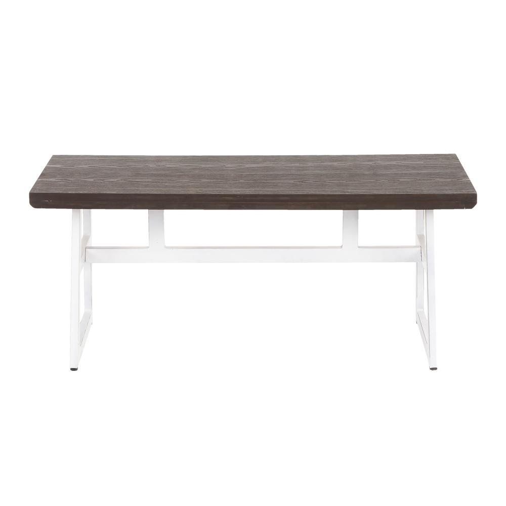 Lumisource Geo Bench In Vintage White Metal And Espresso Lumisource Geo Bench In Vintage White Metal And Espresso Wood Bc Vwe The Home Depot