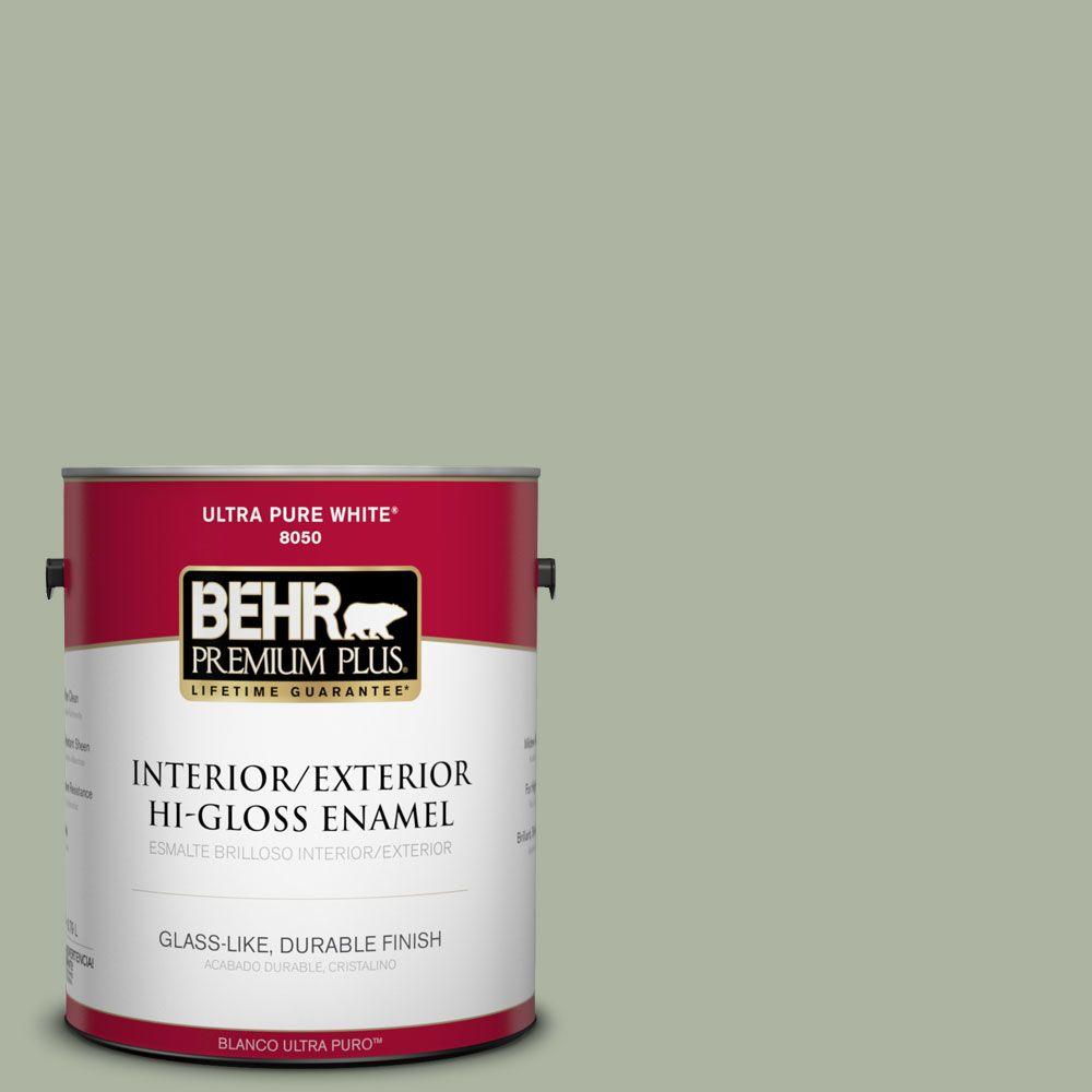 BEHR Premium Plus 1-gal. #430E-3 Laurel Mist Hi-Gloss Enamel ...