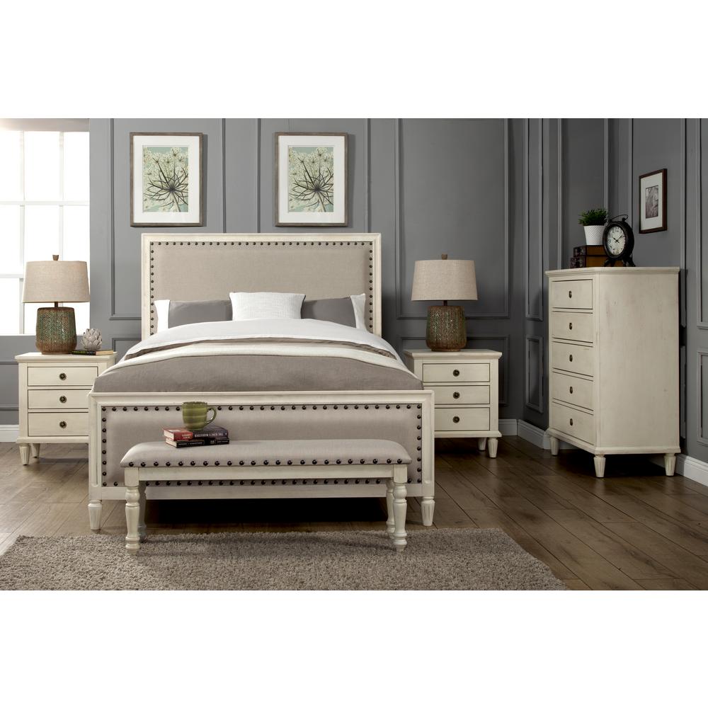 Luxeo Cambridge 5 Piece White Wash King Bedroom Set With