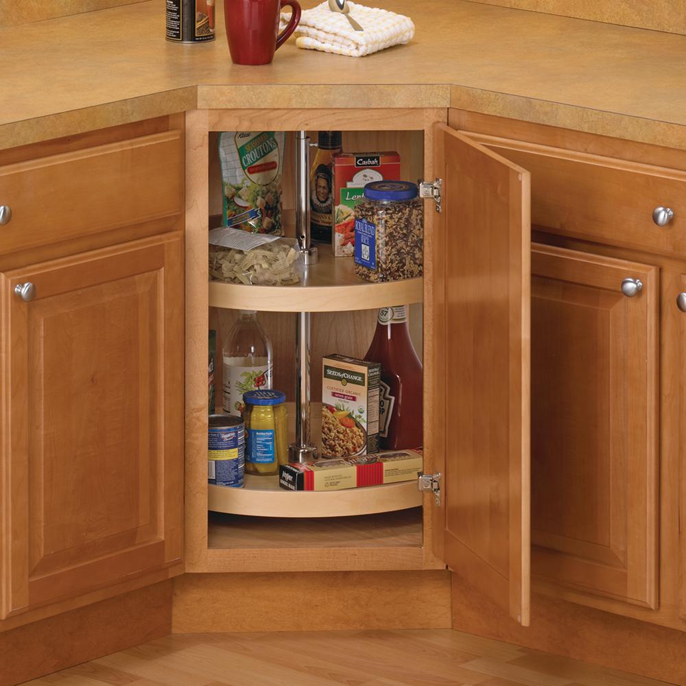 Knape & Vogt 31.5 in. x 24 in. x 24 in. Full Round Wood Lazy Susan Cabinet Organizer-WFS24ST ...