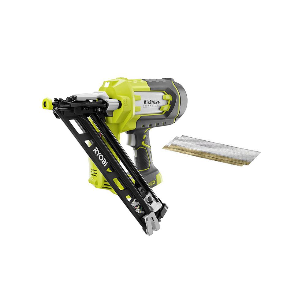 RYOBI 18-Volt ONE+ Lithium-Ion Cordless AirStrike 15-Gauge Angled Nailer (