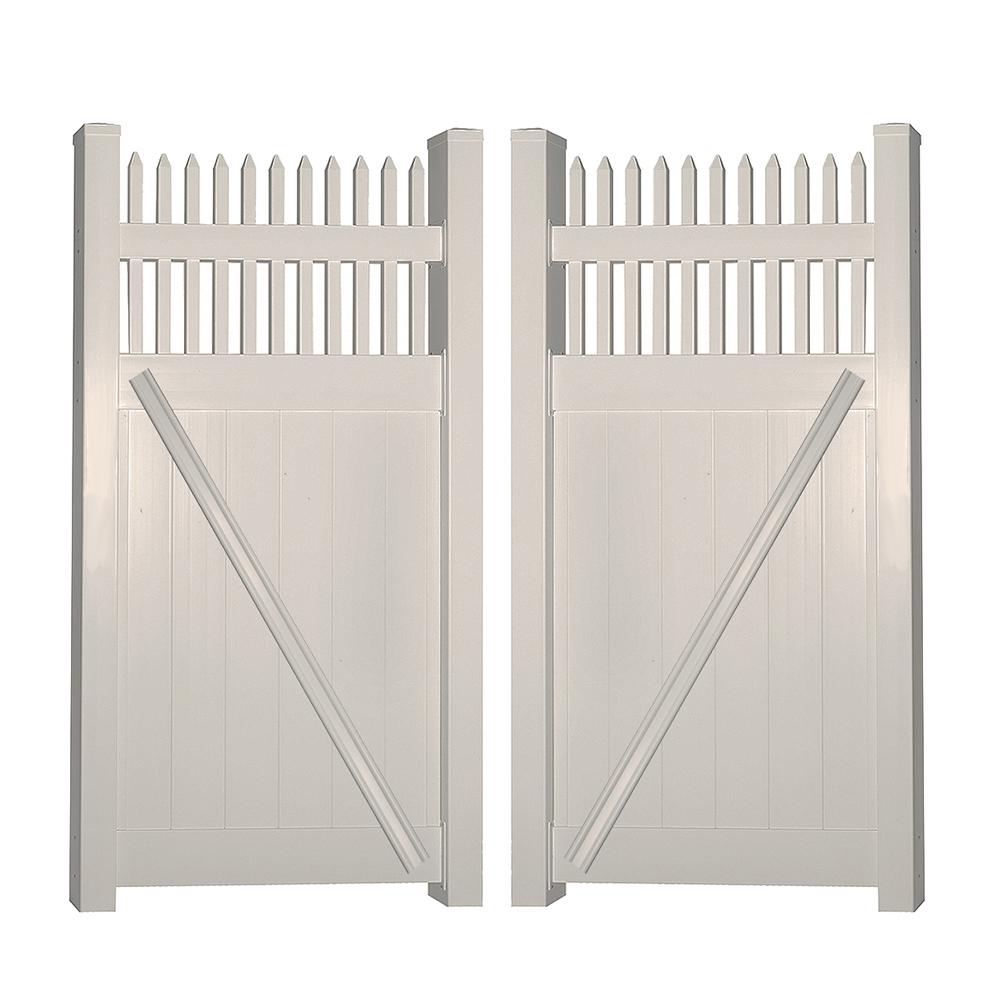 Weatherables Tremont 7.4 ft. W x 6 ft. H Tan Vinyl Privacy Fence Double