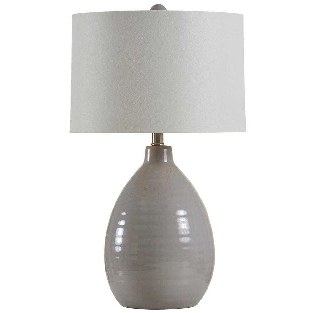 Stylecraft 26 5 In Cool Gray Table Lamp With White Hardback Cool Gray Table Lamp