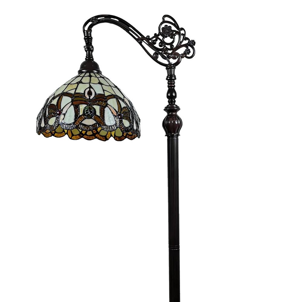 Amora Lighting 62 in. Tiffany Style Roses Reading Floor Lamp-AM035FL12B ...