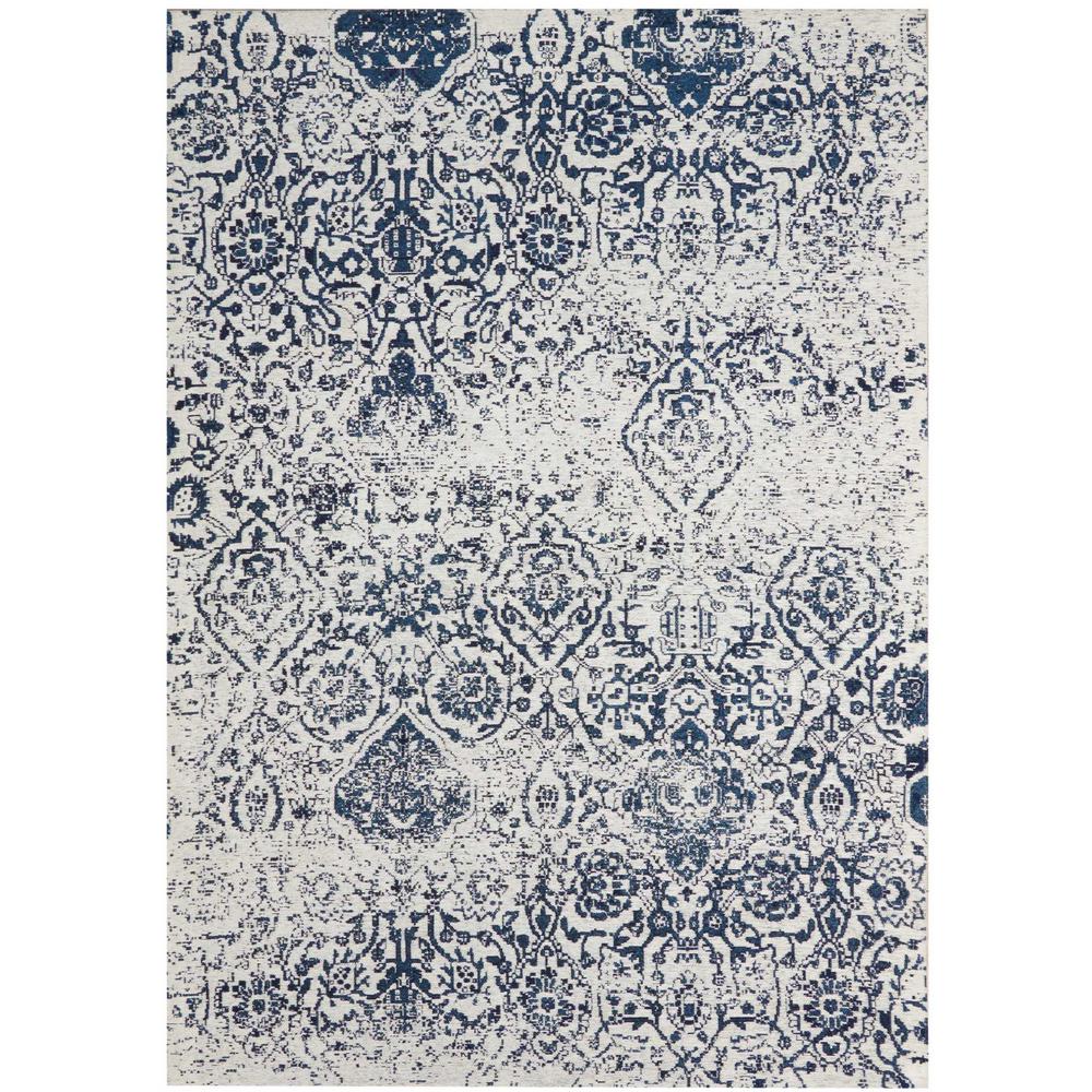 Nourison Damask Ivory/Navy 5 ft. x 7 ft. Area Rug349859 The Home Depot