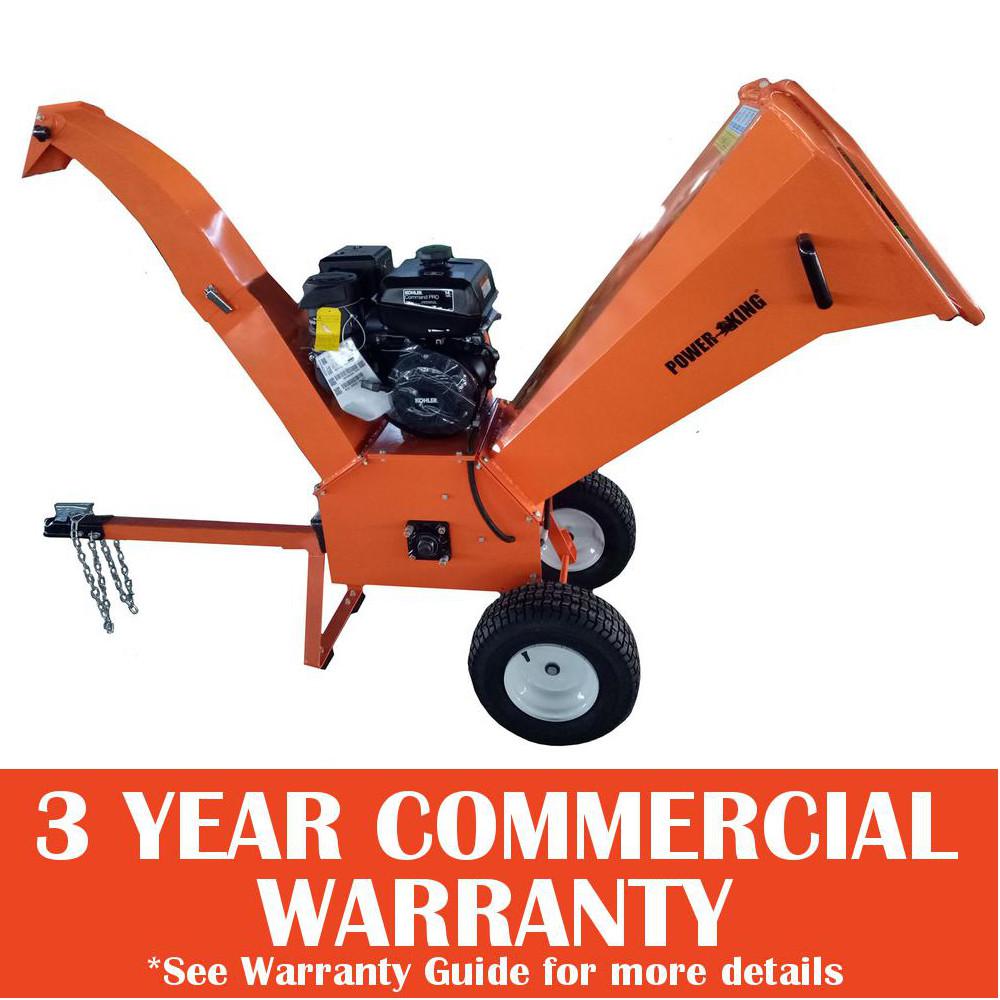 Power King 4 in. 14 HP Gas Powered Chipper Shredder with Removable Tow