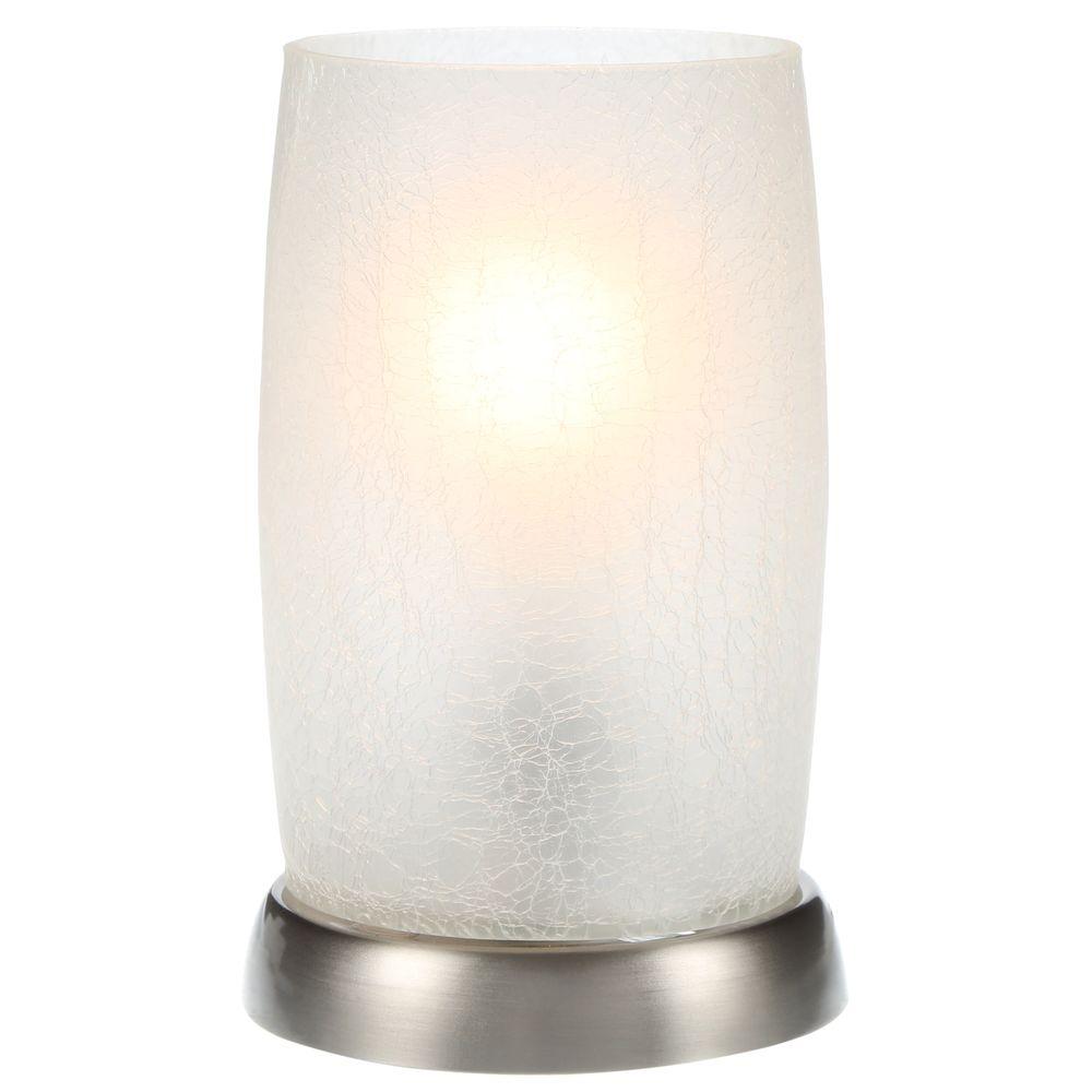 Hampton Bay 8 5 In Brushed Nickel Accent Lamp With Frosted