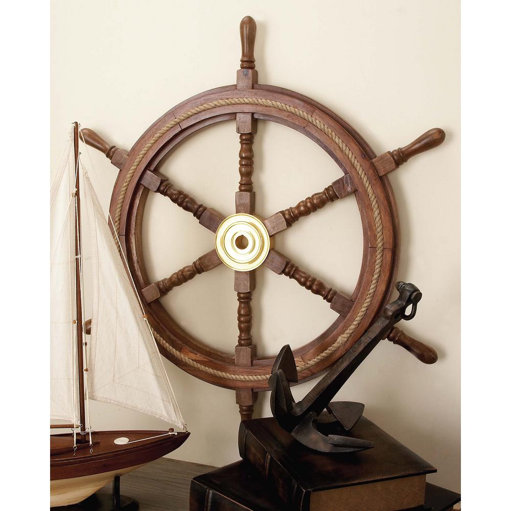 Litton Lane 30 In Rosewood Shipwheel Wall Decor 19001 The Home Depot Rosewood Shipwheel Wall Decor