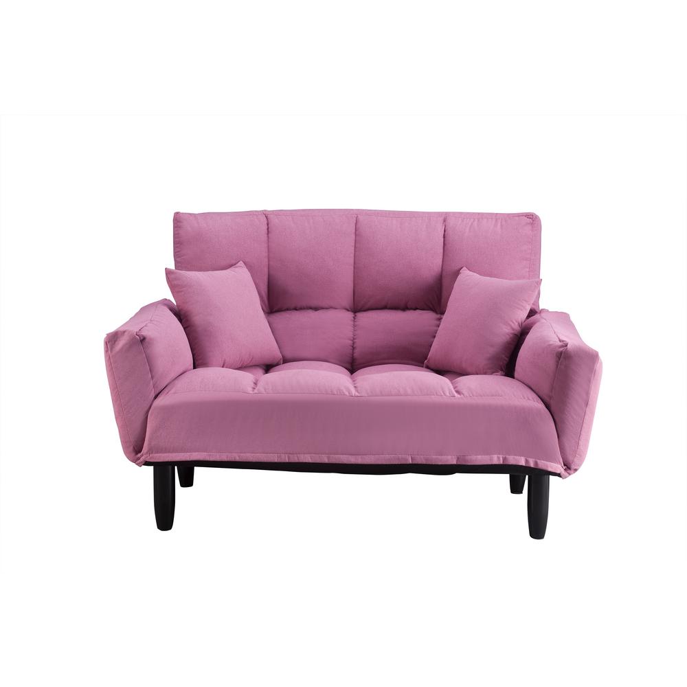 Harper Bright Designs Pink Chic Loveseat Sleeper Sofa Twin Size