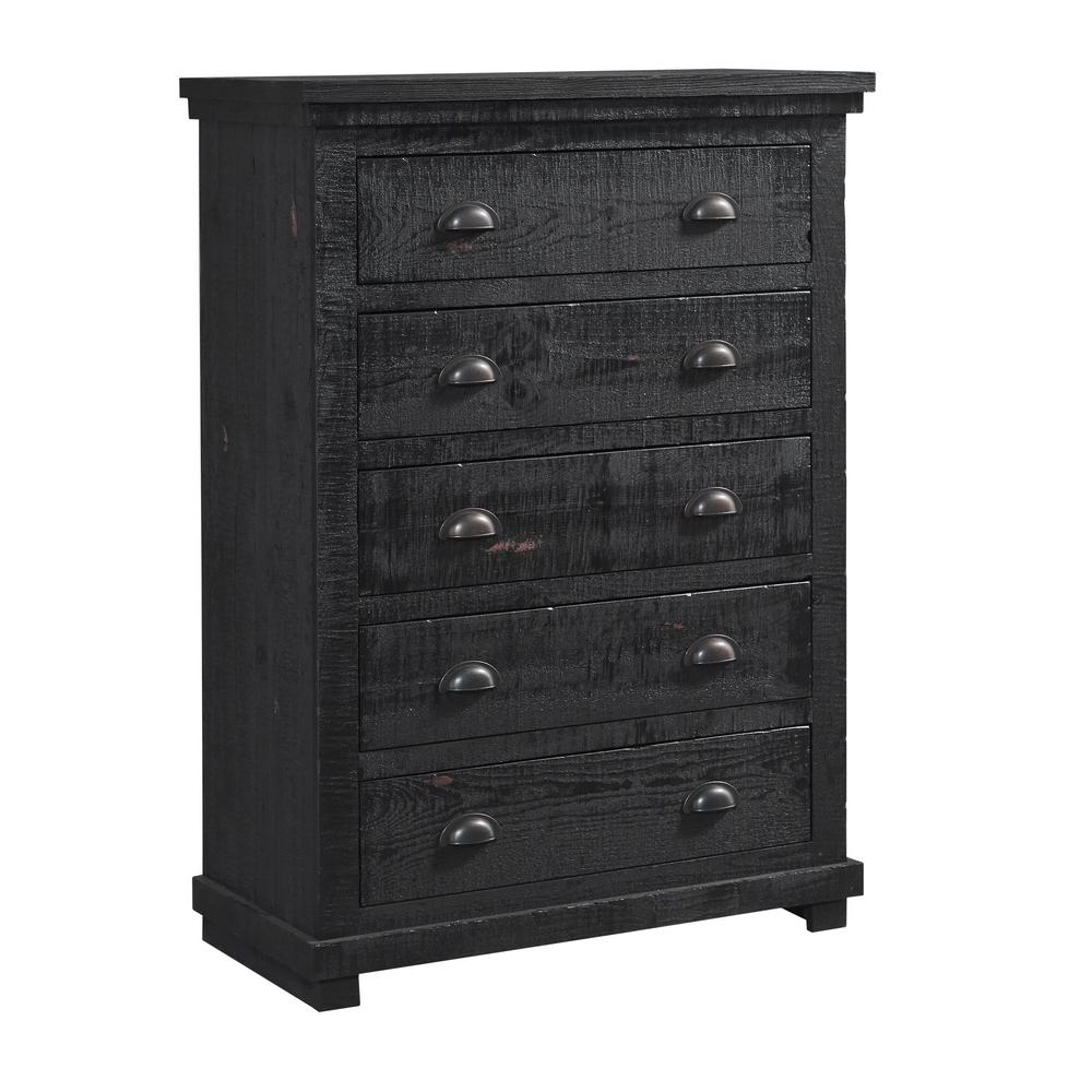Progressive Furniture Willow 5 Drawer Distressed Black Chest P612 14 Progressive Furniture Willow 5 Drawer Distressed Black Chest