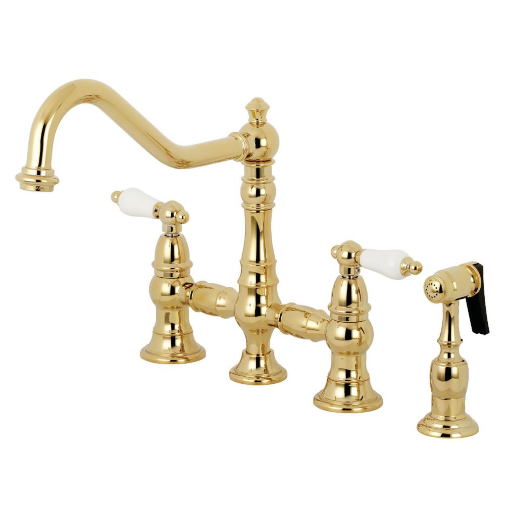Kingston Brass Restoration 2 Handle Bridge Kitchen Faucet With