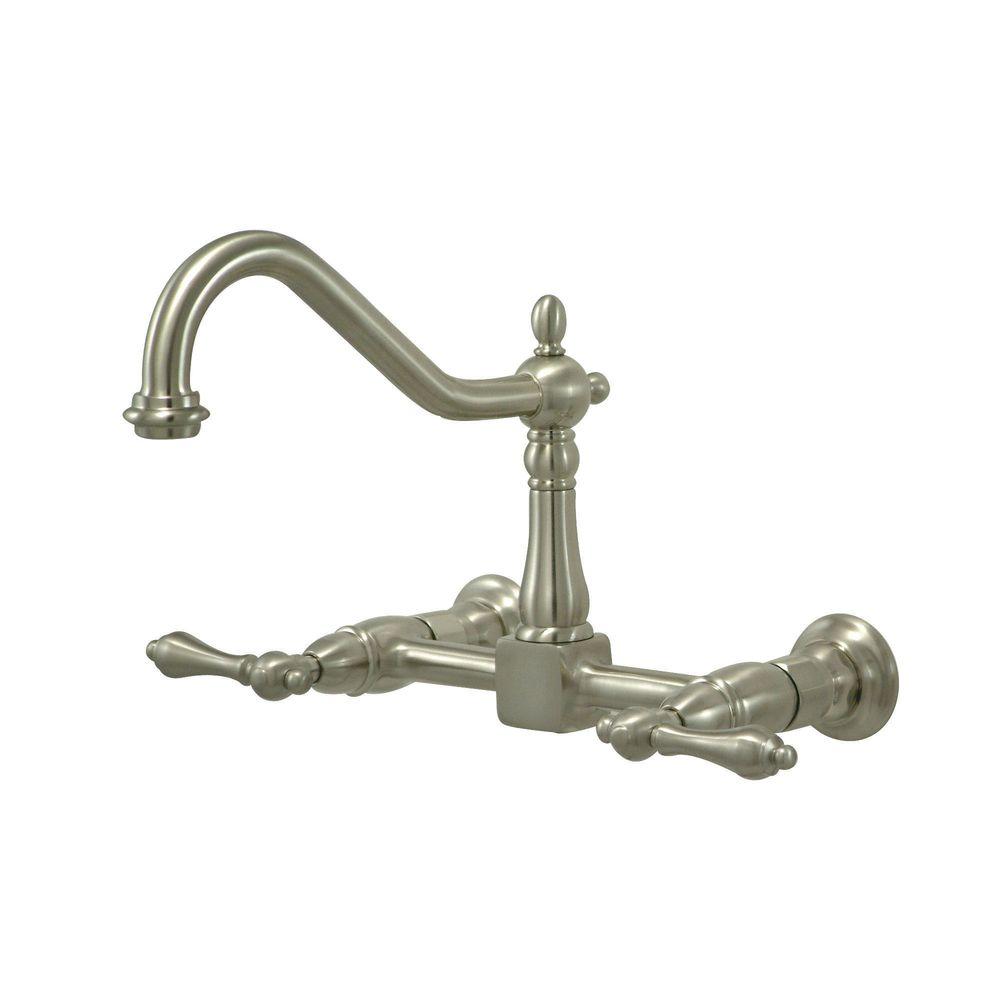 Central Brass 0048-UA Solid Cast Brass 2-Canopy Swivel Wall-Mount Sink Faucet