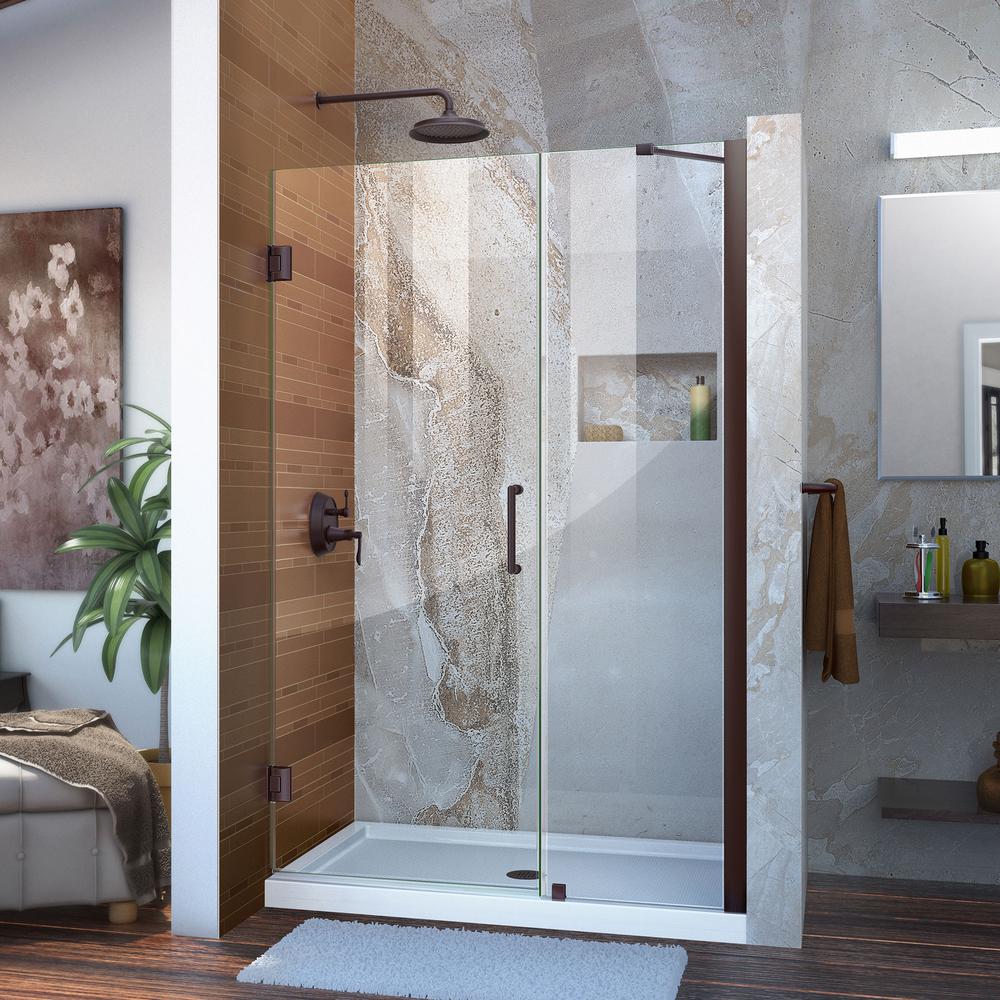 Dreamline Unidoor 47 In X 72 In Semi Frameless Hinged Shower Door In Oil Rubbed Bronze With