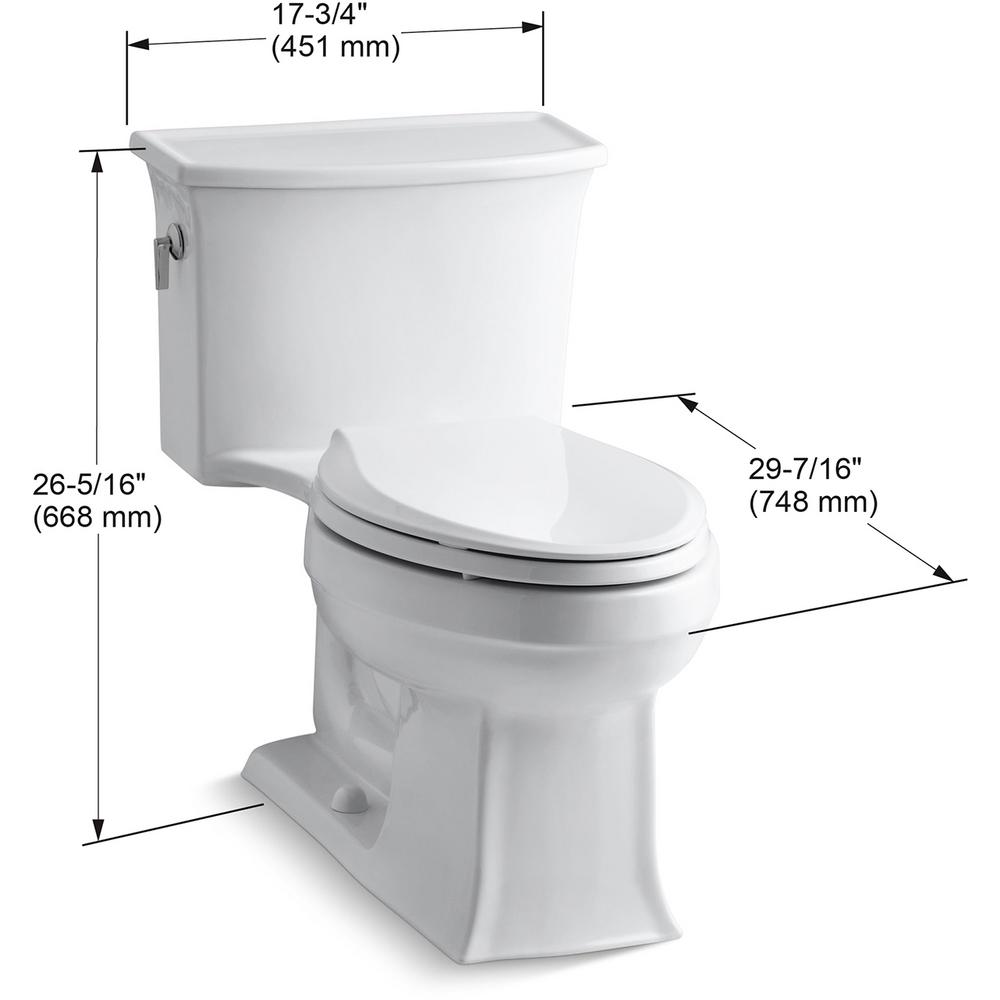 Kohler Archer 1 Piece 1 28 Gpf Single Flush Elongated Toilet In White K 3639 0 The Home Depot