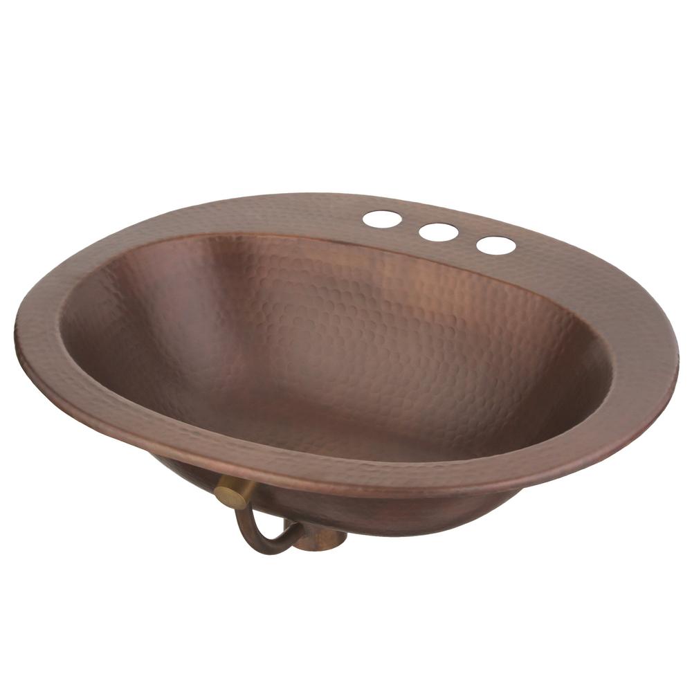 Sinkology Bathroom Sink 20 In Oval Drop In Faucet Holes Rustic Aged Copper Bathroom Sinks Sinks