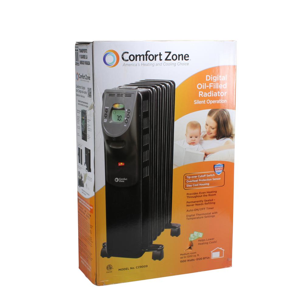 Comfort Zone 900 1500 Watt Digital Oil Filled Radiator Portable