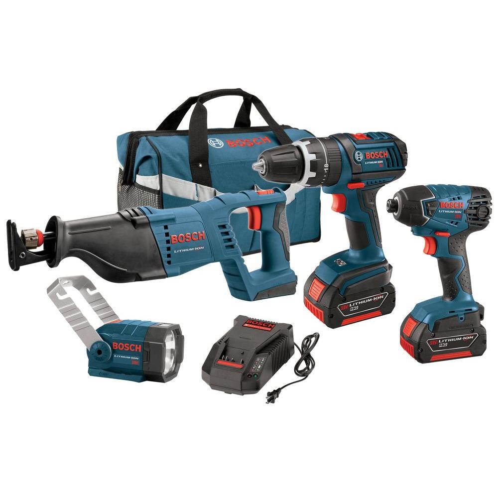 Bosch 18-Volt Lithium-Ion Cordless Power Tool Combo Kit (4-Tool ...