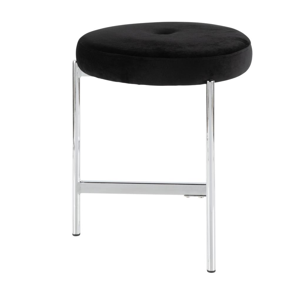 Lumisource Chloe 18 In Black Velvet And Chrome Vanity Stool B17 Chloe Bk The Home Depot