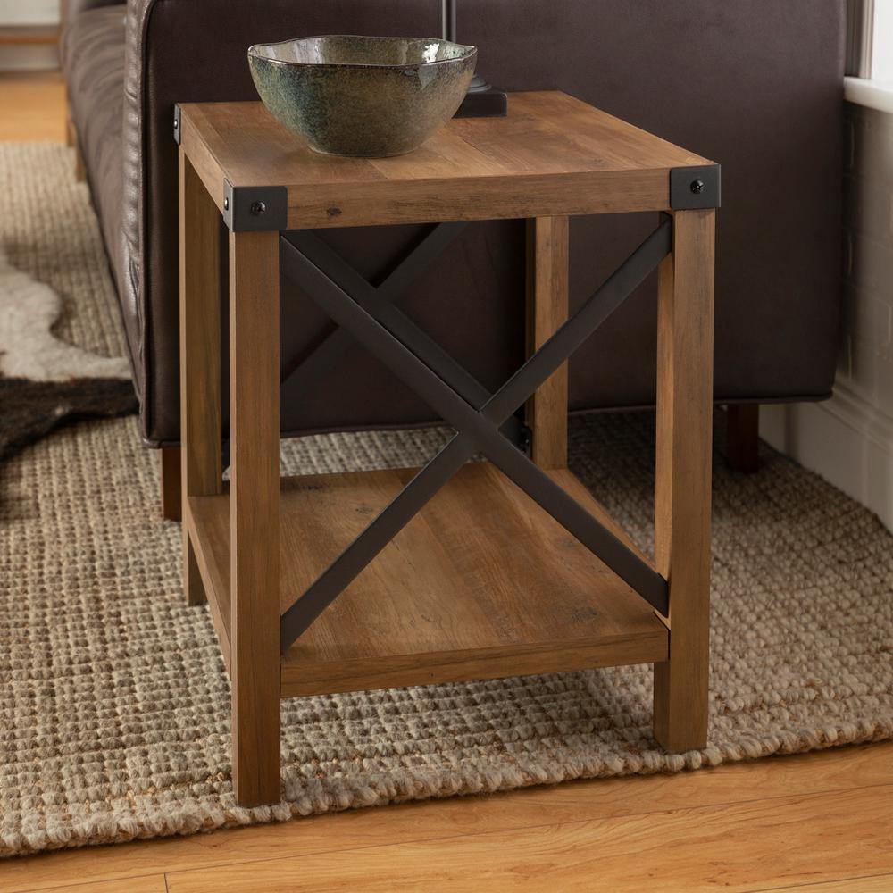 Rustic Oak End Tables Accent Tables The Home Depot