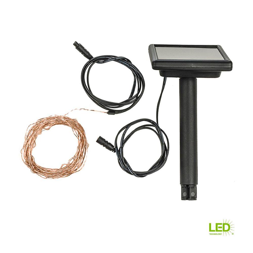 Hampton Bay 50 Light 6 10 In Solar Outdoor Integrated Led Copper Solar Outdoor Integrated Led Copper String Light Set