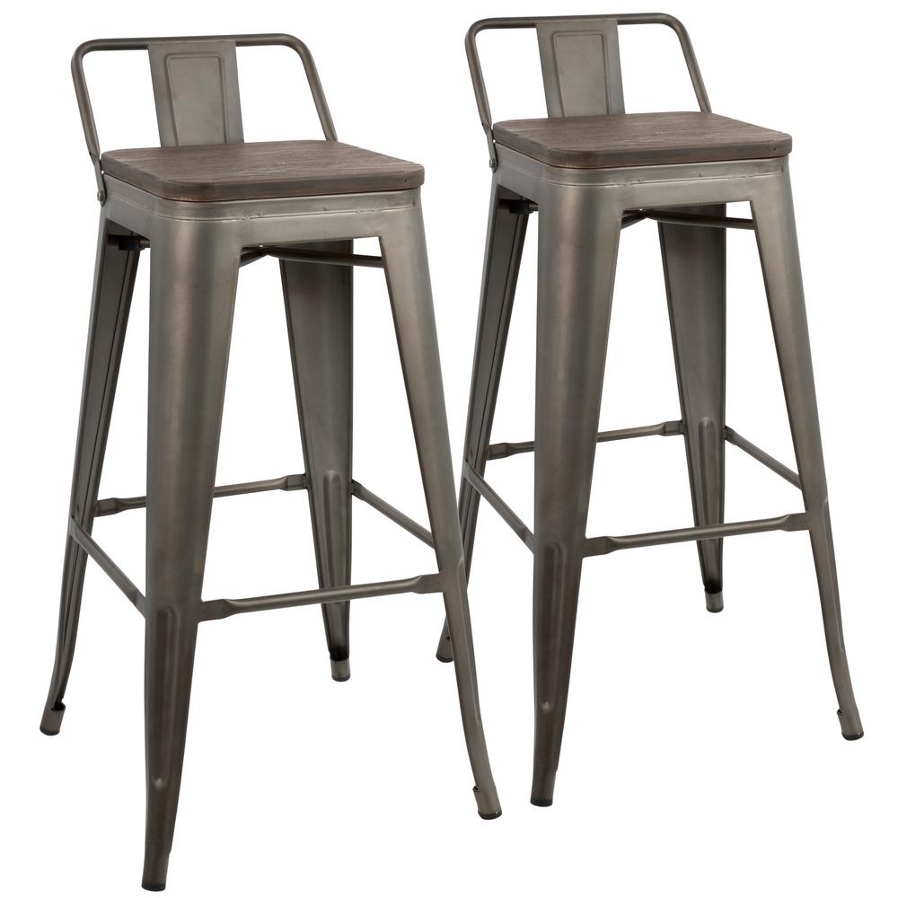 Lumisource Oregon Antique And Espresso Low Back Barstool Set Of 2 Lumisource Oregon Antique And Espresso Low Back Barstool Set Of 2