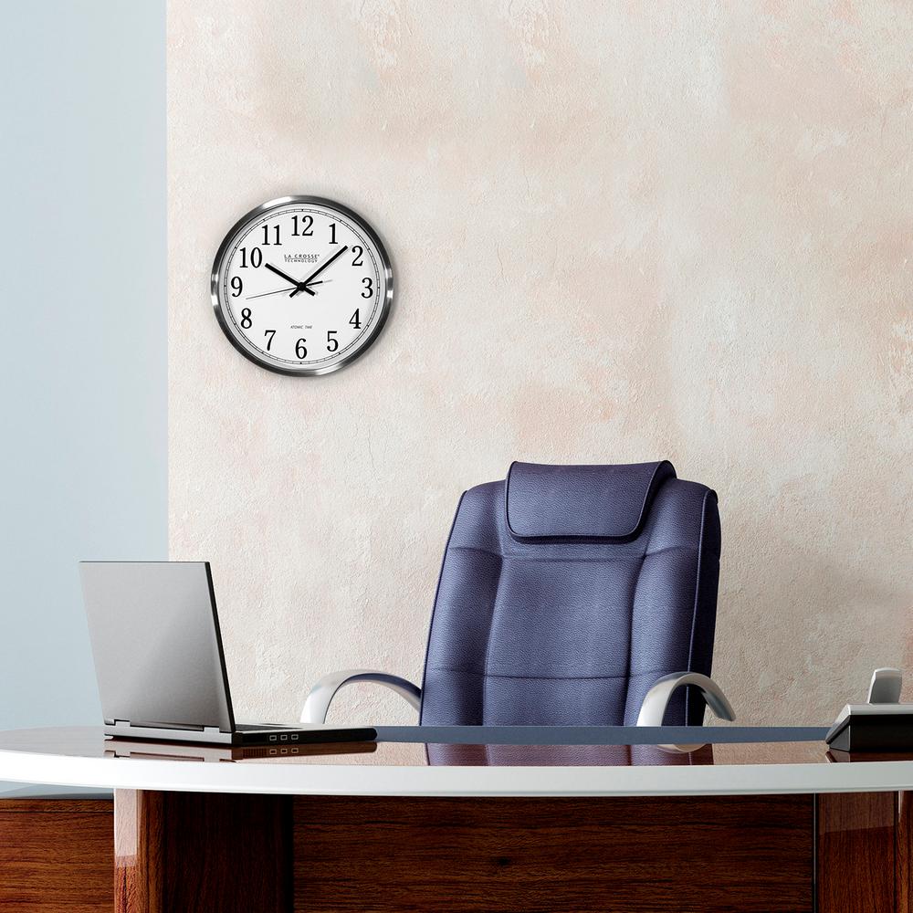 La Crosse Technology 12 In H Round Atomic Og Wall Clock H Round Atomic Og Wall Clock In Aluminum Wt 3126b The Home Depot