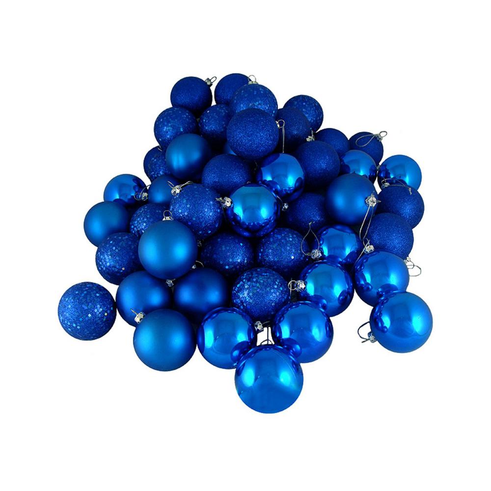 Northlight Lavish Blue Shatterproof 4-Finish Christmas Ball Ornaments (16-Count)-31754081 - The