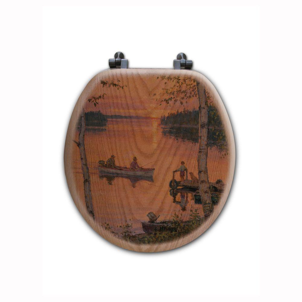 Lakeland Sunset Round Closed Front Wood Toilet Seat in Oak BrownTSO