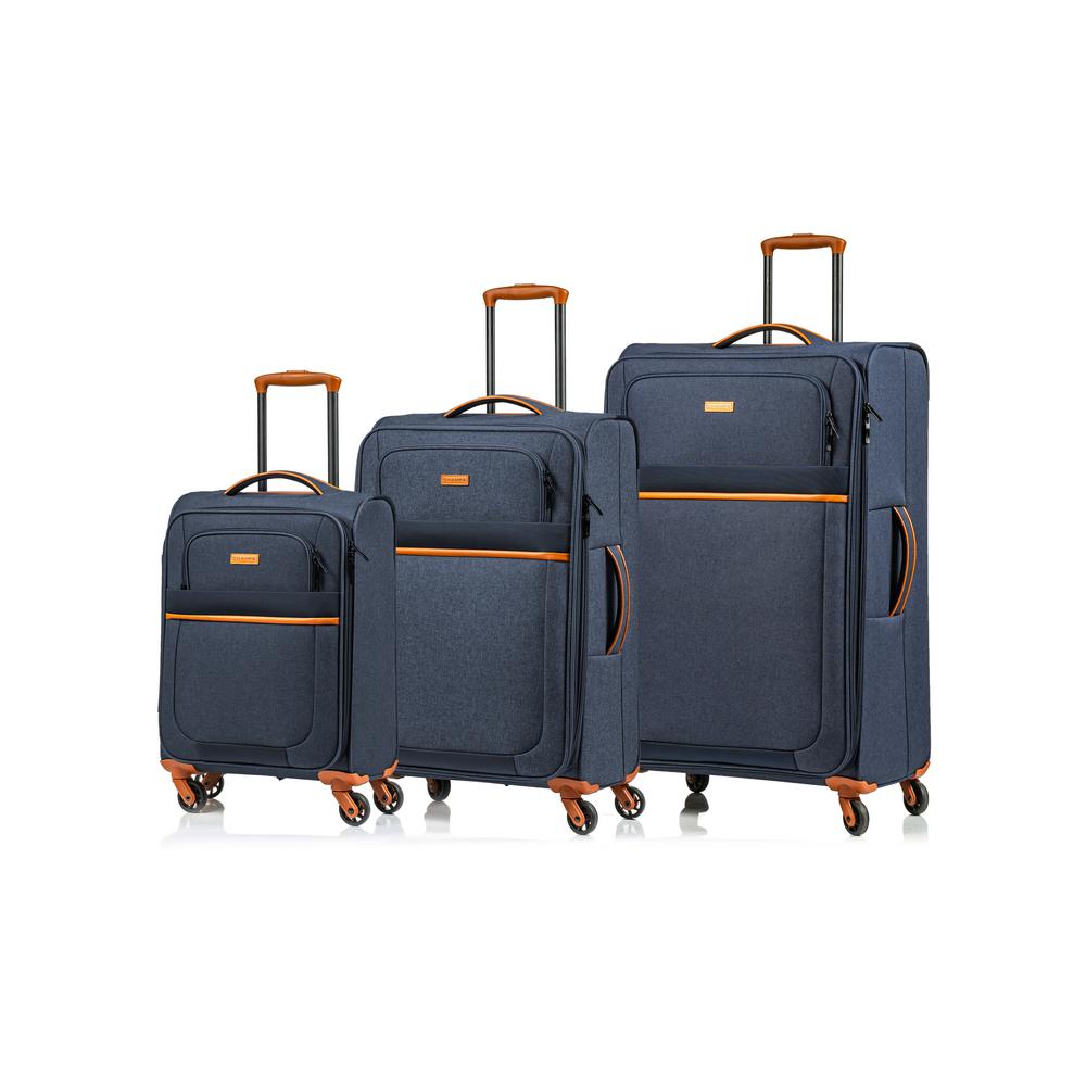 CHAMPS Traveler's 29 in.,25 in., 20 in. Navy Softside Luggage Set with ...